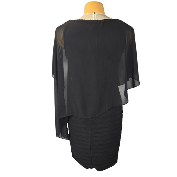 Scarlett Womens 8 Black Chiffon Cape Overlay Sheath Dress Witchy Whimsigoth - Picture 6 of 16